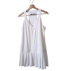 Polo Ralph Lauren Womens White Pleated Tennis Dress Racerback Size L Pickleball